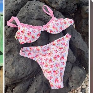 Strawberry Milk Mob Floral Pink Bikini